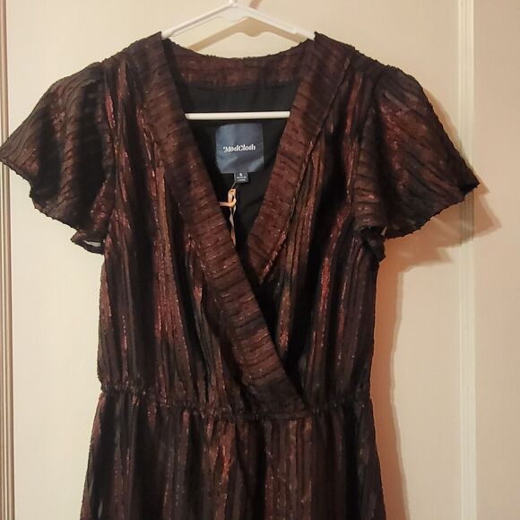 Modcloth Your Time to Shine Metallic Red Black Maxi Dress S NWT - Picture 4 of 9